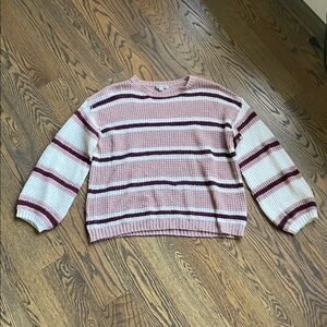 Striped Pink and Cream Women's Sweater